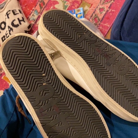 P448 /  Ivory Snake-Print Soft Brown Shoelaces Skate High Top Sneakers 37 7 - Picture 9 of 10